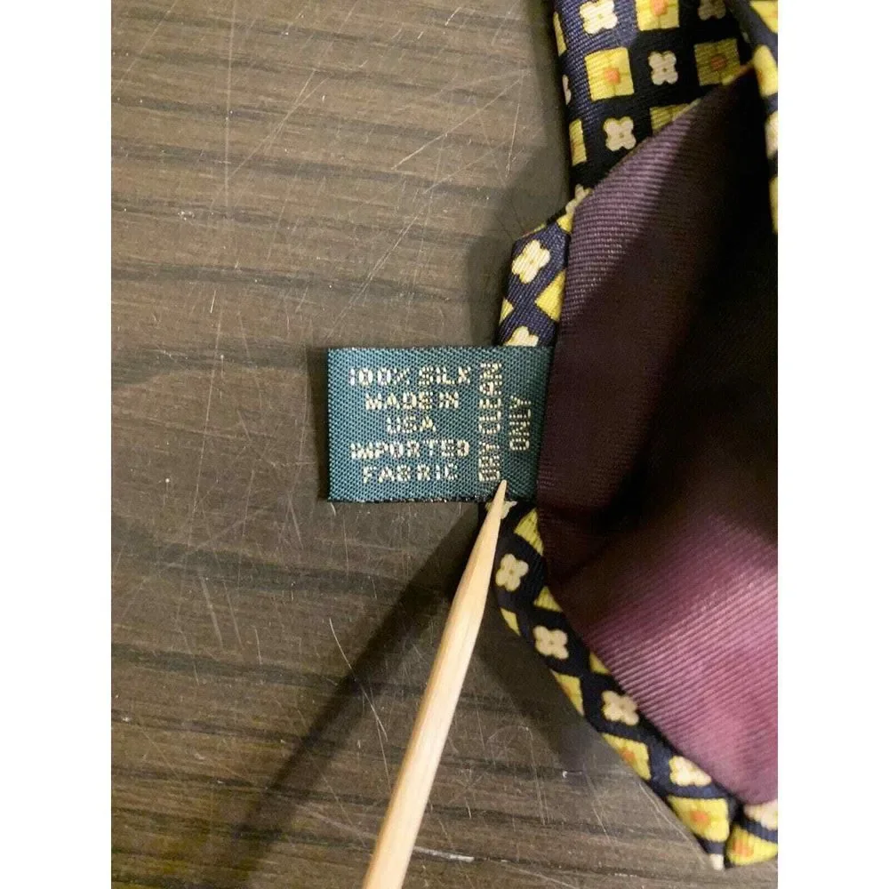 J Crew Silk Tie Yellow Blue Coastal Prepcore Business Traditional Made In USA‎